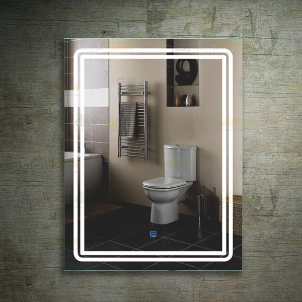 led bathroom smart mirror with shaver socket