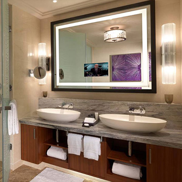 Electric LED Hotel Mirror Framed LED Bathroom Mirror DBS-101 (4)