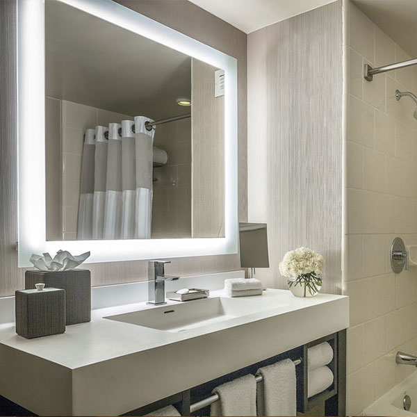 LED Backlit Bathroom Mirror,backlit mirror,hotel led backlit mirror,china backlit,hotel bathroom mirror suppliers,LED illuminated mirror cabinet factory,lighted wall mirror wholesaler 4