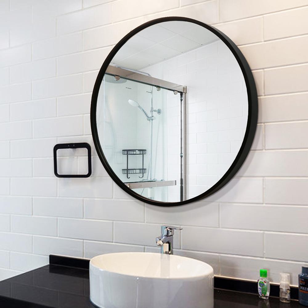 Round Black Frame Wall Mirror