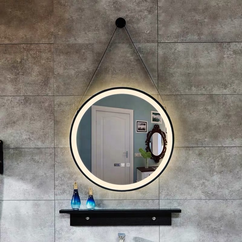 Round wall hung led mirror with frame (1)