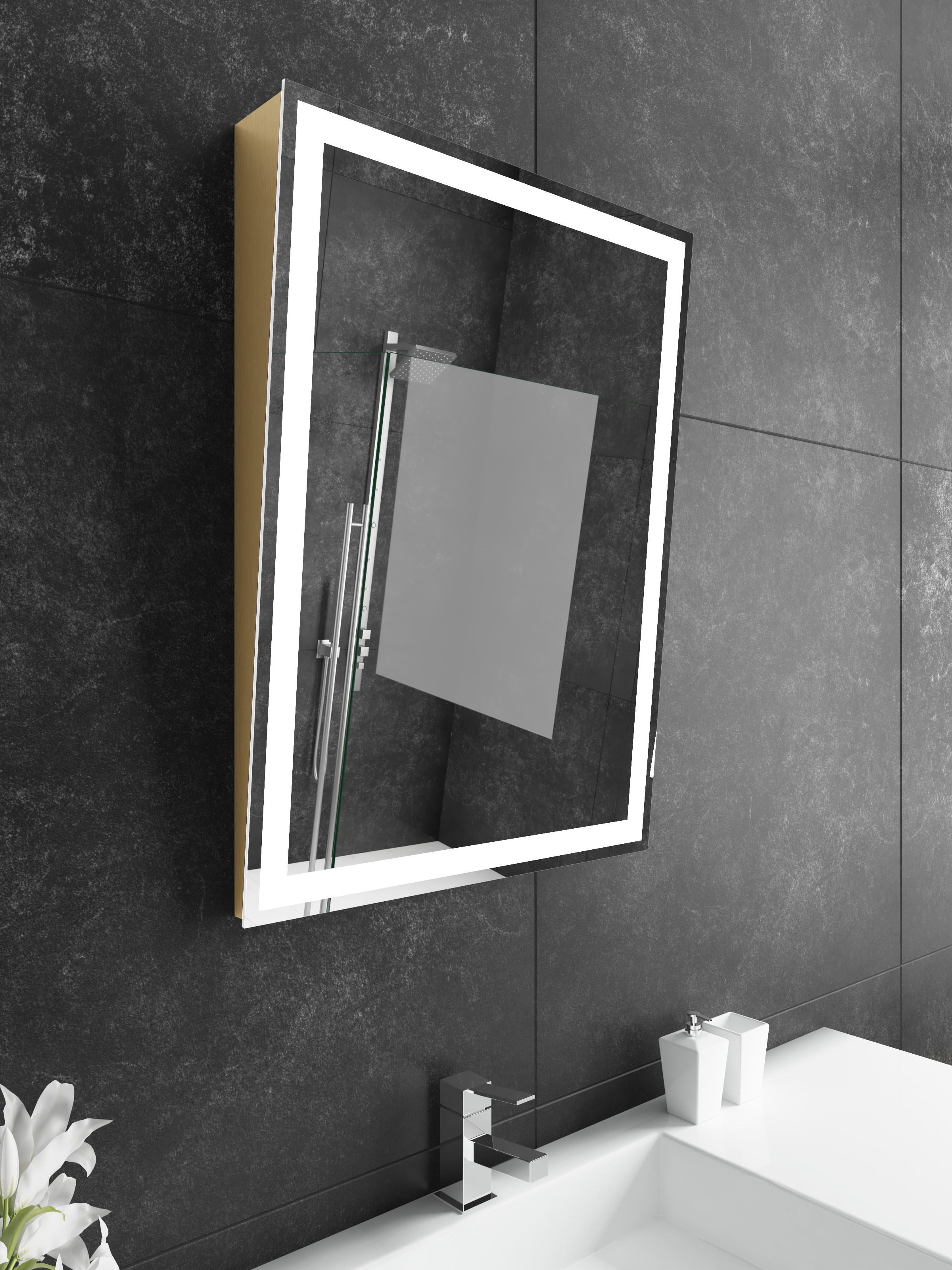 Tilt Hotel Handicap LED Bathroom Mirror